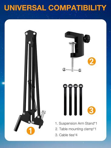 SUNMON RGB Boom Arm - Mic Arm With RGB Light, Adjustable 11 Light Modes, Microphone Boom Arm With Adapter Compatible with Fifine Microphone, Blue Yeti, HyperX QuadCast and Most Gaming Mic in Kuwait