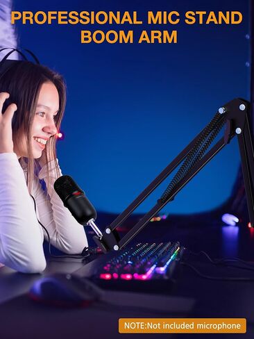 SUNMON RGB Boom Arm - Mic Arm With RGB Light, Adjustable 11 Light Modes, Microphone Boom Arm With Adapter Compatible with Fifine Microphone, Blue Yeti, HyperX QuadCast and Most Gaming Mic in Kuwait