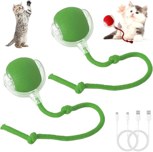2pcs Interactive Electric Dog/Cat Toys - Smart Automatic Rolling Ball Toy for Indoor Use (Green+Red) in Saudi Arabia