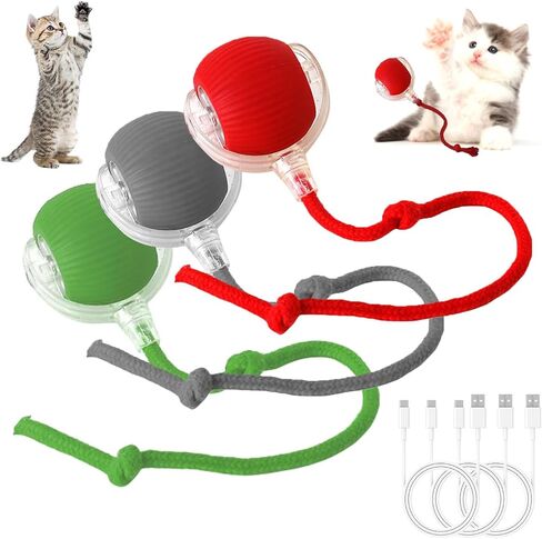 2pcs Interactive Electric Dog/Cat Toys - Smart Automatic Rolling Ball Toy for Indoor Use (Green+Red) in Saudi Arabia