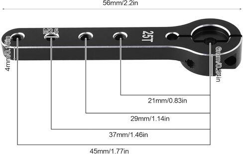 2PCS 25T RC Extension Arm Arm Encly طول 56 مم متوافق مع 30-100 سم مكعبات BALSA متوافقة مع فوتابا ، أسود in Kuwait