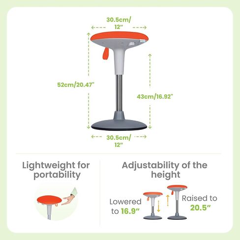 Adjustable Wobble Stool for Kids Ages 7-12 Years; Flexible Seating Stools for Classroom; Ergonomic Wiggle Seat, 360 Degrees Movement; Bonus Rechargeable Visual Timer (Sky Blue) in Kuwait