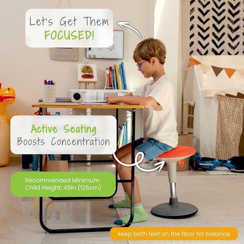 Adjustable Wobble Stool for Kids Ages 7-12 Years; Flexible Seating Stools for Classroom; Ergonomic Wiggle Seat, 360 Degrees Movement; Bonus Rechargeable Visual Timer (Sky Blue) in Kuwait