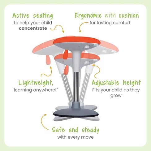 Adjustable Wobble Stool for Kids Ages 7-12 Years; Flexible Seating Stools for Classroom; Ergonomic Wiggle Seat, 360 Degrees Movement; Bonus Rechargeable Visual Timer (Sky Blue) in Kuwait