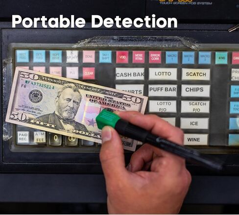 DRI Mark Dual Test Dual Test Penctor Pen ، حزمة مكافأة UV Light Head - مدقق فواتير الأموال المزيفة ، اختبارات لشرائط الأمان وورقة العملة الأصلية ، 1 UV Light/ 3 Lights in Kuwait