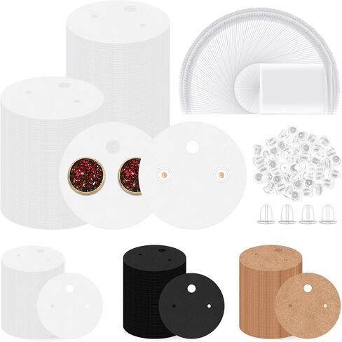 Glarks 550Pcs Earring Cards with Earring Backs and Self-Sealing Bags Kit, 9 x 6 cm 3 Colors Earring Display Cards Earring Holder Cards for Stud Earrings Dangle Jewelry Display Earring Packaging in Kuwait