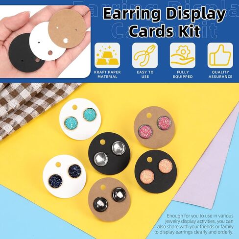 Glarks 550Pcs Earring Cards with Earring Backs and Self-Sealing Bags Kit, 9 x 6 cm 3 Colors Earring Display Cards Earring Holder Cards for Stud Earrings Dangle Jewelry Display Earring Packaging in Kuwait