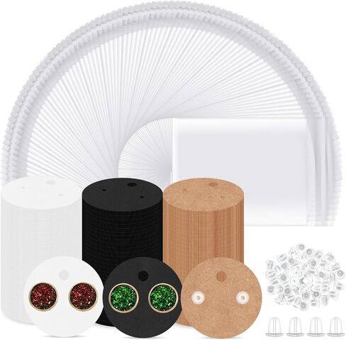 Glarks 550Pcs Earring Cards with Earring Backs and Self-Sealing Bags Kit, 9 x 6 cm 3 Colors Earring Display Cards Earring Holder Cards for Stud Earrings Dangle Jewelry Display Earring Packaging in Saudi Arabia