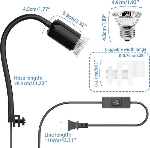 Reptile Heat Lamp, Rotatable UVA/UVB Light Lamp with 2pcs Basking Bulbs (25W + 35W), Suitable for Bearded Dragon, Snake, Reptiles, Lizard, Turtle (Black) in Saudi Arabia