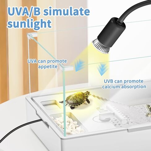 Reptile Heat Lamp, Rotatable UVA/UVB Light Lamp with 2pcs Basking Bulbs (25W + 35W), Suitable for Bearded Dragon, Snake, Reptiles, Lizard, Turtle (Black) in Saudi Arabia