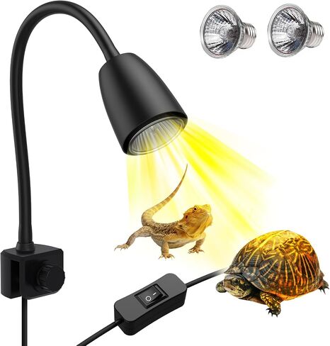 Reptile Heat Lamp, Rotatable UVA/UVB Light Lamp with 2pcs Basking Bulbs (25W + 35W), Suitable for Bearded Dragon, Snake, Reptiles, Lizard, Turtle (Black) in Saudi Arabia