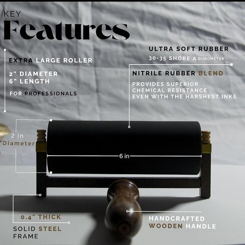 Leoball® Limited Edition Ultra-Soft Nitrile Rubber Block Printing Brayer, Deluxe Luxury 30-35 Shore A Rubber Roller, with Internal Bearing tech, 4 inch in Saudi Arabia