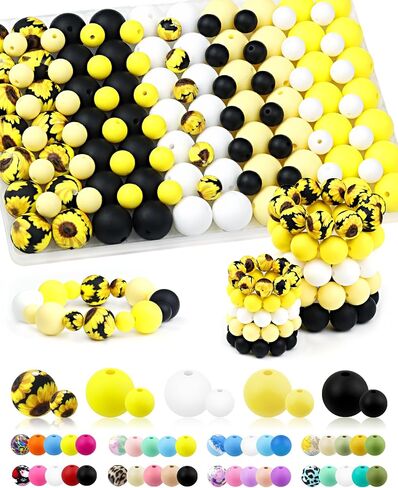 100pcs Fiveizero Silicone Beads ، حبات السيليكون 9 ملم و 15 مم لصنع سلسلة المفاتيح ، والخرز البؤري الأرجواني الأرجواني 5 ألوان من أجل الأساور والأقلام القابلة للخرز والحرف DIY in Kuwait