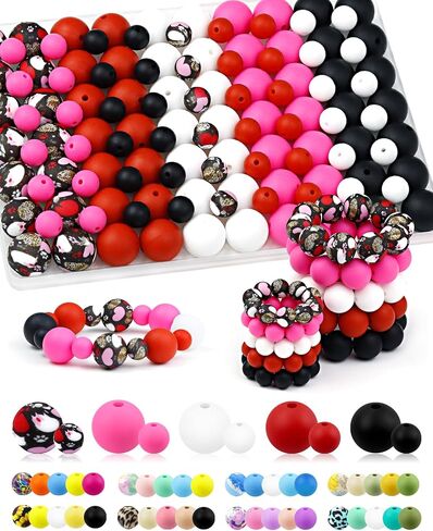 100pcs Fiveizero Silicone Beads ، حبات السيليكون 9 ملم و 15 مم لصنع سلسلة المفاتيح ، والخرز البؤري الأرجواني الأرجواني 5 ألوان من أجل الأساور والأقلام القابلة للخرز والحرف DIY in Kuwait
