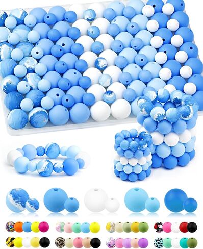100pcs Fiveizero Silicone Beads ، حبات السيليكون 9 ملم و 15 مم لصنع سلسلة المفاتيح ، والخرز البؤري الأرجواني الأرجواني 5 ألوان من أجل الأساور والأقلام القابلة للخرز والحرف DIY in Kuwait