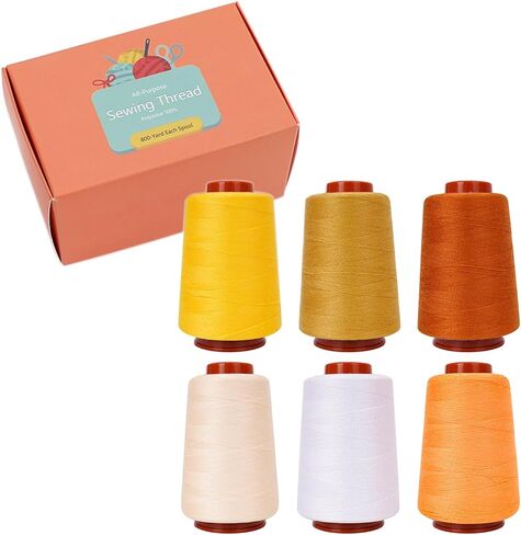 Sewing Thread, 6 Pcs, 30wt All Purpose Sewing Thread, 6 Spools Assorted Colors Each 800 Yards of Polyester Threads for Sewing Machine, Hand Stitching, Quilting, Serger (Black) in Saudi Arabia