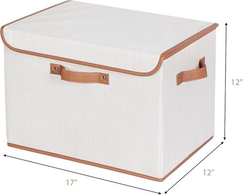 Univivi Heavy Duty Fabric Storage Bins with Lid, Large 17" 10 Gallon Stackable Storage Bins with Leather Handles, Decorative Storage Boxes with Lids for Bedroom, Closet, Nursery, Office, 3-Pack(Grey) in Kuwait