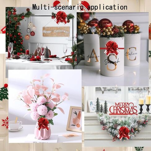 Pull Bows for Gift Wrapping: 12 Pcs 6-Inch Large Reusable Red Ribbon Bows - Mother's Day Presents Basket Assemble Accessiroes & Outdoor Suitable Holiday Decorations in Kuwait