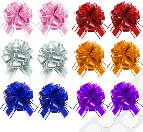 Pull Bows for Gift Wrapping: 12 Pcs 6-Inch Large Reusable Red Ribbon Bows - Mother's Day Presents Basket Assemble Accessiroes & Outdoor Suitable Holiday Decorations in Kuwait