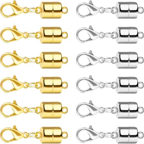 Magnetic Necklace Clasp and Closures with Lobster Clasp, 14K Gold and Silver Bracelet Necklace Extenders for Women Jewelry Magnetic Clasps for Necklaces(12PCS) in Saudi Arabia