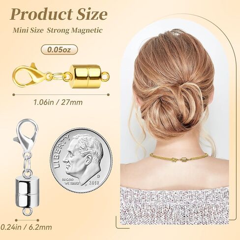 Magnetic Necklace Clasp and Closures with Lobster Clasp, 14K Gold and Silver Bracelet Necklace Extenders for Women Jewelry Magnetic Clasps for Necklaces(12PCS) in Saudi Arabia