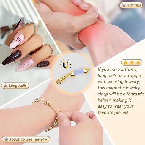 Magnetic Necklace Clasp and Closures with Lobster Clasp, 14K Gold and Silver Bracelet Necklace Extenders for Women Jewelry Magnetic Clasps for Necklaces(12PCS) in Saudi Arabia