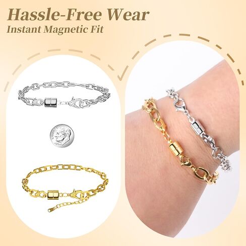 Magnetic Necklace Clasp and Closures with Lobster Clasp, 14K Gold and Silver Bracelet Necklace Extenders for Women Jewelry Magnetic Clasps for Necklaces(12PCS) in Saudi Arabia