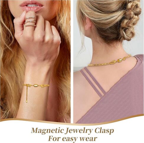 Magnetic Necklace Clasp and Closures with Double Lobster Clasp, 14K Gold and Silver Necklace Extenders for Women Jewelry Magnetic Clasps for Necklaces, Bracelet Necklace Extender(12PCS) in Kuwait