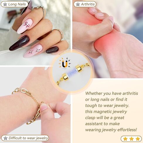 Magnetic Necklace Clasp and Closures with Double Lobster Clasp, 14K Gold and Silver Necklace Extenders for Women Jewelry Magnetic Clasps for Necklaces, Bracelet Necklace Extender(12PCS) in Kuwait