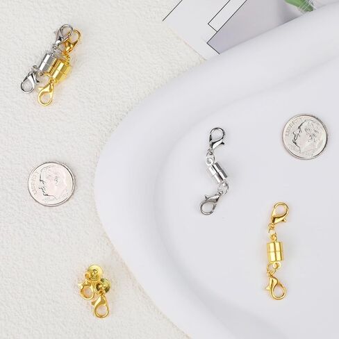 Magnetic Necklace Clasp and Closures with Double Lobster Clasp, 14K Gold and Silver Necklace Extenders for Women Jewelry Magnetic Clasps for Necklaces, Bracelet Necklace Extender(12PCS) in Kuwait