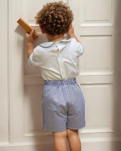 Smocked toddler boy outfits Summer Cotton Short Sleeve boys' button-down shirts Casual 2 piece Clothing Set in Kuwait