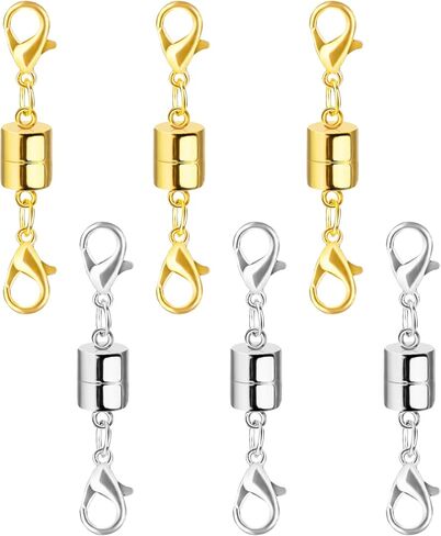 Magnetic Necklace Clasp and Closures with Double Lobster Clasp, 14K Gold and Silver Necklace Extenders for Women Jewelry Magnetic Clasps for Necklaces, Bracelet Necklace Extender(12PCS) in Kuwait