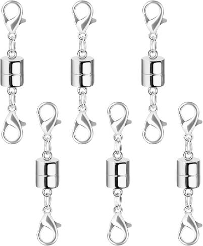 Magnetic Necklace Clasp and Closures with Double Lobster Clasp, 14K Gold and Silver Necklace Extenders for Women Jewelry Magnetic Clasps for Necklaces, Bracelet Necklace Extender(12PCS) in Kuwait