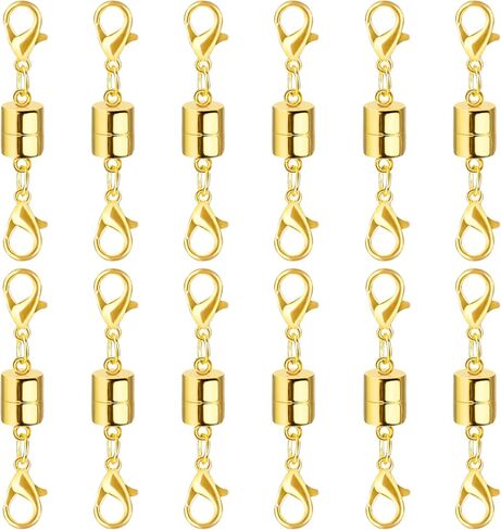 Magnetic Necklace Clasp and Closures with Double Lobster Clasp, 14K Gold and Silver Necklace Extenders for Women Jewelry Magnetic Clasps for Necklaces, Bracelet Necklace Extender(12PCS) in Kuwait