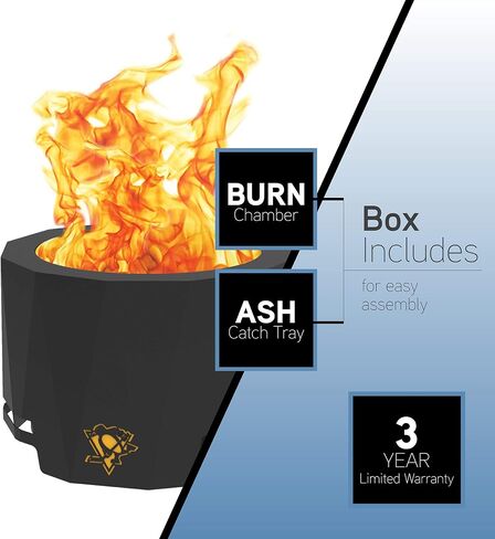 Blue Sky Outdoor Living NHL Ottawa Senators 24 "Steel Peak Patio Patio Fire Fire With With Spark Screen Kit ، Firewood و/أو Wood Pellet Burning in Kuwait