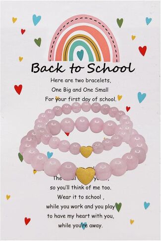 Back to School Bracelets Matching Heart Mother Daughter Bracelets First Day of School Gifts in Saudi Arabia