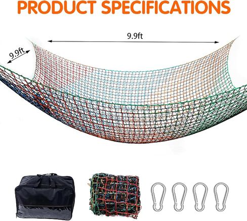 Climbing Net for Kids, 6.6×9.9Ft Black & Colored Double Layers Playground Safety Net with Different Mesh Sizes, Climbing Cargo Net for Monkey Bar, Treehouse, Backyard in Saudi Arabia