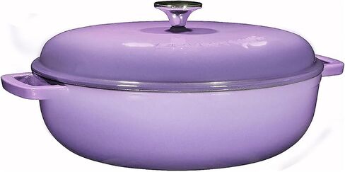 Bruntmor Enameled Cast Iron Dutch Oven - 3.8 Qt Casserole Dish with Handles and Lid - Non-Stick Enamel Coated Cast Iron Skillet - Braiser Pan Cookware with Steel Knob Cover - Marine Blue in Saudi Arabia