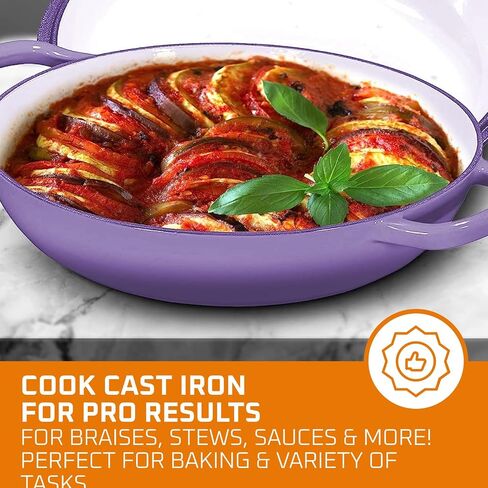 Bruntmor Enameled Cast Iron Dutch Oven - 3.8 Qt Casserole Dish with Handles and Lid - Non-Stick Enamel Coated Cast Iron Skillet - Braiser Pan Cookware with Steel Knob Cover - Marine Blue in Saudi Arabia