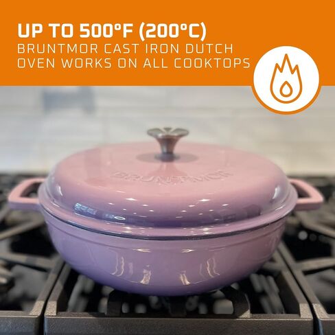 Bruntmor Enameled Cast Iron Dutch Oven - 3.8 Qt Casserole Dish with Handles and Lid - Non-Stick Enamel Coated Cast Iron Skillet - Braiser Pan Cookware with Steel Knob Cover - Marine Blue in Saudi Arabia