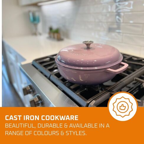 Bruntmor Enameled Cast Iron Dutch Oven - 3.8 Qt Casserole Dish with Handles and Lid - Non-Stick Enamel Coated Cast Iron Skillet - Braiser Pan Cookware with Steel Knob Cover - Marine Blue in Saudi Arabia