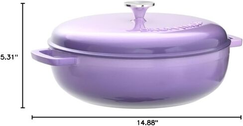 Bruntmor Enameled Cast Iron Dutch Oven - 3.8 Qt Casserole Dish with Handles and Lid - Non-Stick Enamel Coated Cast Iron Skillet - Braiser Pan Cookware with Steel Knob Cover - Marine Blue in Saudi Arabia