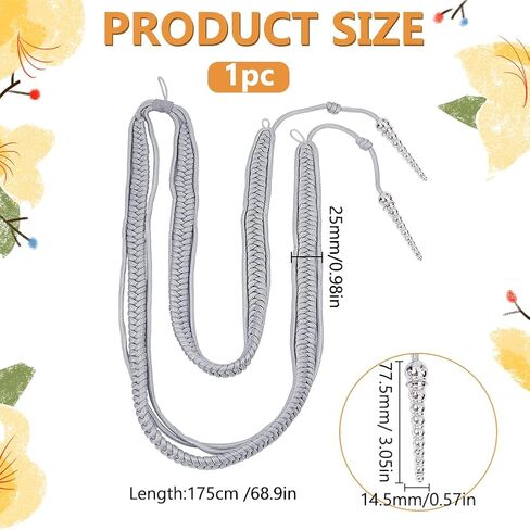 MAYJOYDIY Yellow Aiguillettes Cord Army Shoulder Aiguillette Wire Cord Traditional Braided Multi Strand Shoulder Badge Cord with Pendant for Uniform Cosplay Costume DIY Clothes Decoration in Saudi Arabia