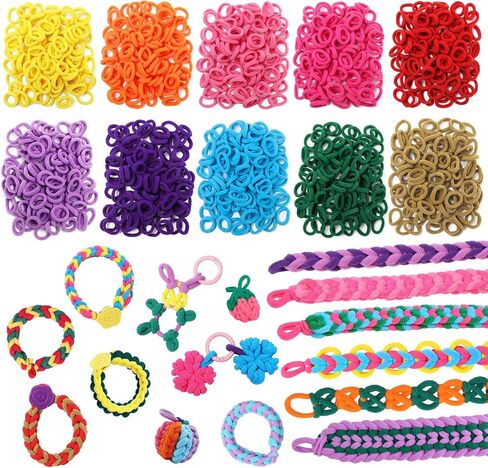 FUNiOi Kids Art and Craft Kit, Rubber Band Bracelet Make Toy, Cat Weaving Comb, 1000+ Colorful Hair Ties, DIY, Organizer Case, Gift for Girls 7-12 Years in Saudi Arabia