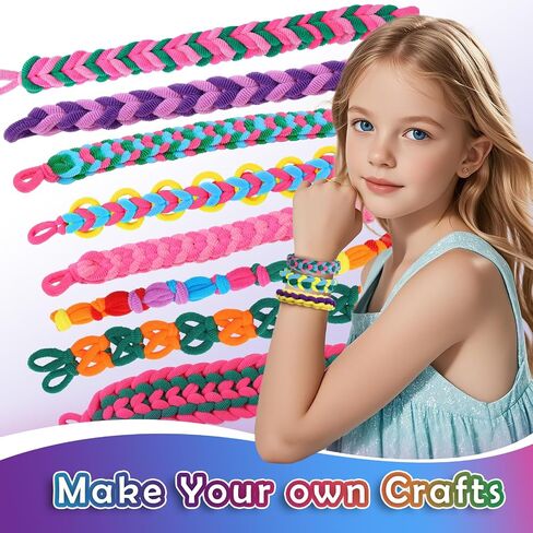 FUNiOi Kids Art and Craft Kit, Rubber Band Bracelet Make Toy, Cat Weaving Comb, 1000+ Colorful Hair Ties, DIY, Organizer Case, Gift for Girls 7-12 Years in Saudi Arabia