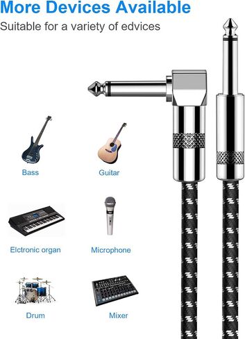 New bee Guitar Cable 10 ft Electric Instrument Cable Bass AMP Cord 1/4 Straight to Straight for Electric Guitar, Bass Guitar, Electric Mandolin, Pro Audio in Saudi Arabia