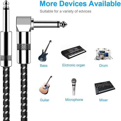 New bee Guitar Cable 10 ft Electric Instrument Cable Bass AMP Cord 1/4 Straight to Straight for Electric Guitar, Bass Guitar, Electric Mandolin, Pro Audio in Saudi Arabia