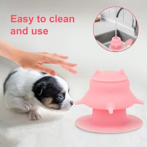 Puppy Milk Feeder,Dispenser Food Grade Silicone with 4 Dummy Nipples 230ml Capacity,Leak Proof Ideal Height Strong Suction,Puppy Milk Feeding Station for Newborn Dogs(Pink) in Kuwait