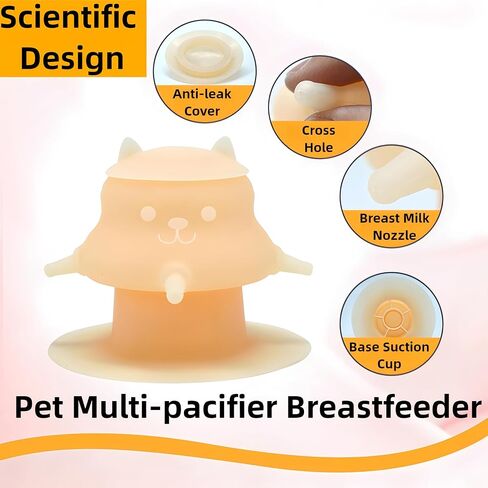 230ML Silicone Puppy Feeder for Multiple Puppies, Puppy Milk Feeder Puppy Bottles for Nursing Station with 4 Teats for Kittens, Puppies, Rabbits, Pigs Nursing Supplies (Orange) in Kuwait