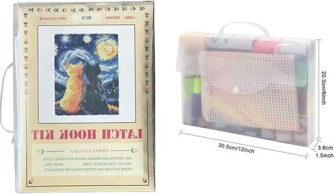 Glaecyy Latch Hook Kits Rug Crochet خيوط خيوط طقم مع Starry Night Cat Color Canvas Canvas Brugwork Hook و Latch Kit Kids Decoration 20.5'x15 '' (Cat) in Kuwait